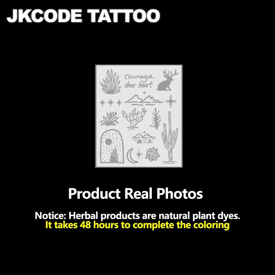JKCODE TATTOO Finger-Tattoos, Kaktus- und Elch-Designs, Damen - Bild 2