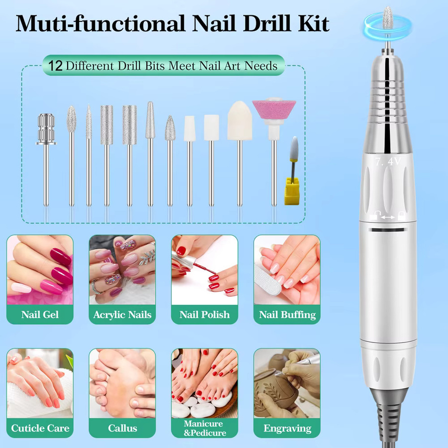 TIMISSFOX Nail Master Nagelbohrmaschine, S03 White, 45000 U/min - Bild 2