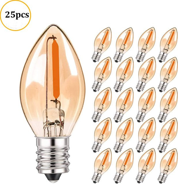 Genixgreen LED-Nachtlichtbirnen C7-Kronleuchter mit E12 oder E14-Sockel, 1,0 Watt, 2200 K, bernsteinfarbenes Glas - Bild 1