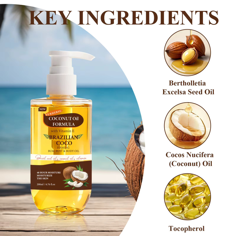 YURHERSU Körperöl Kokosnuss, 200 ml, Unisex - Bild 2