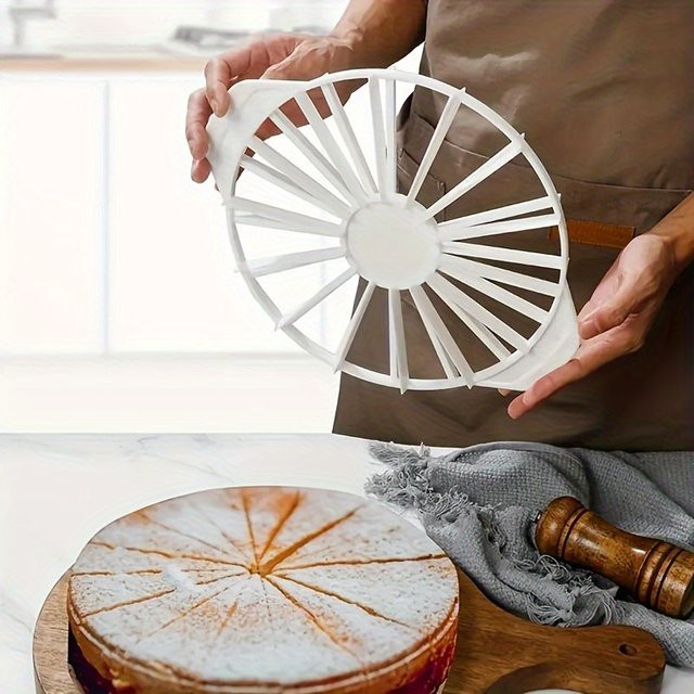Runder Kuchen- und Brotteiler von PDQ in Weiß zur gleichmäßigen Portionierung beim Backen - Bild 1