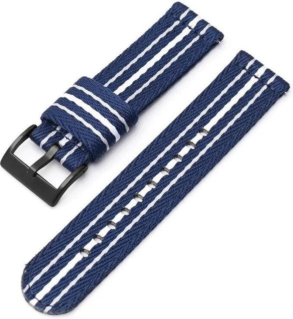 Uhrenarmband Nylon, gestreift, blau, Edelstahl-Schnalle, 20 mm, 22 mm, Unisex - Bild 1