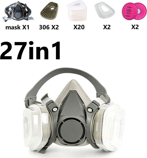 6200 Halbgesichtsmaske mit P100 Partikelfiltern als Sicherheits-Atemschutzgerät für Industrie und Lackierarbeiten - Bild 1