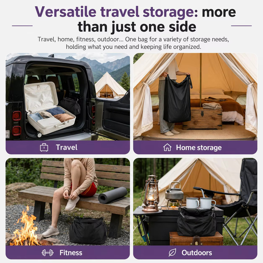 SCANDIHOME Glamping Vakuum-Kompressionsbeutel ohne Pumpenbedarf, wasserdichter Ausrüstungsorganizer für Schlafsack und Daunenjacke in Schwarz - Bild 5