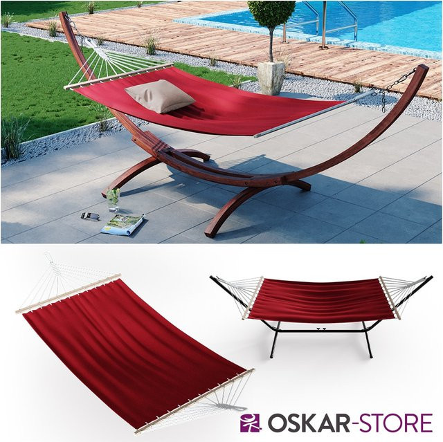OSKAR Hängematte für mehrere Personen aus Baumwolle in Rot, B/T/H: 190 x 120 cm - Bild 1