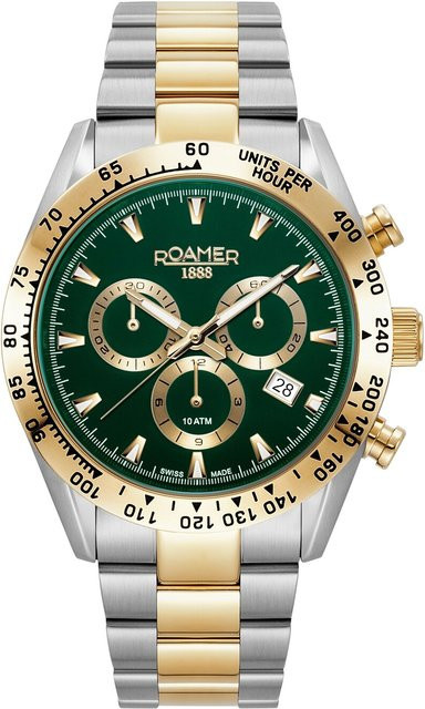 Roamer Chronograph, Edelstahl, Grün, Quarz, 42 mm, Herren - Bild 1