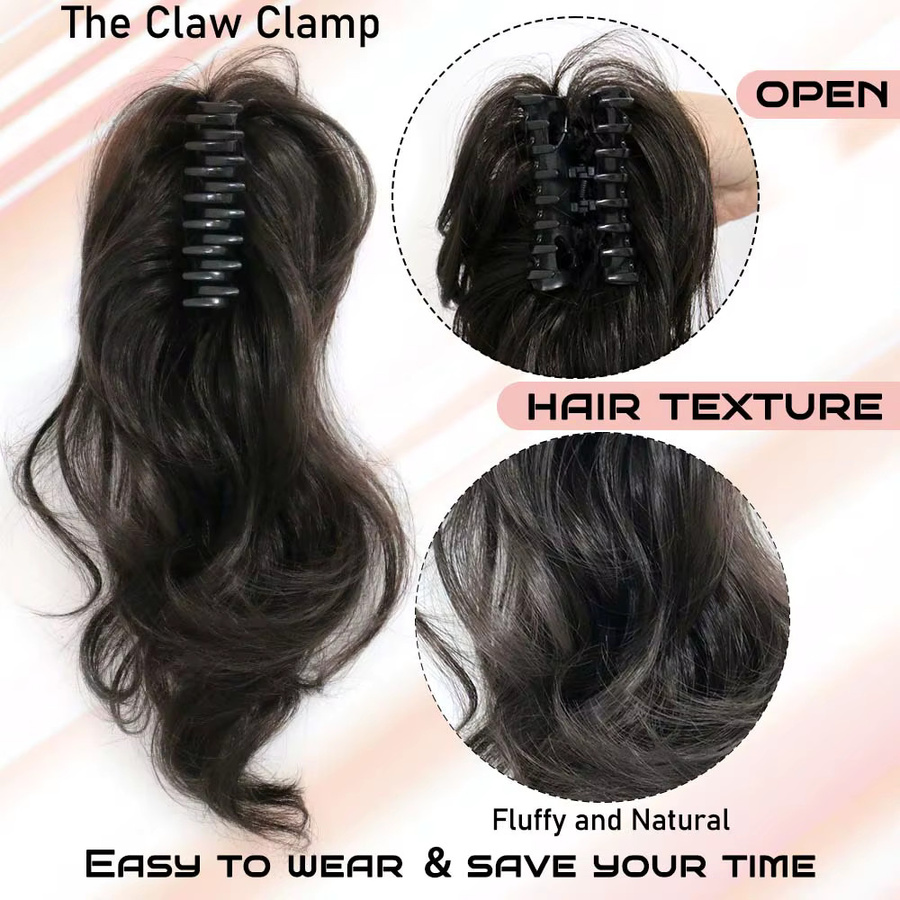 Refeeny Clip-in-Haarverlängerung, synthetisch, gewellt, 30,5 cm - Bild 2