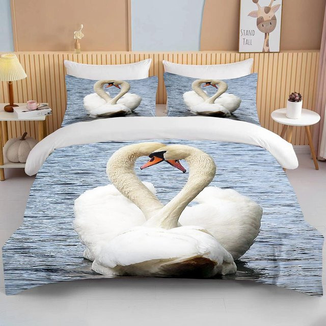Lodestar Bettwäscheset The Lover mit weißem Schwan Motiv aus Mikrofaser, B/H: 135 x 200 cm - Bild 1