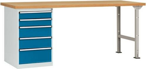Manuflex Werkbanksystem WC5100.5007 in Brillantblau, B: 300 cm, H: 80 cm, T: 70 cm - Bild 1