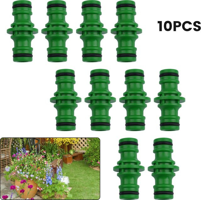 10-teiliges Set ABS-Schlauchrohrverbinder Doppel-Stecker für Gartenbewässerungsschläuche mit Schnellbefestigung - Bild 1