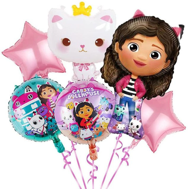 6 Stück Gabby Puppe Aluminiumfolienballons für Kindergeburtstage, mehrfarbig - Bild 1