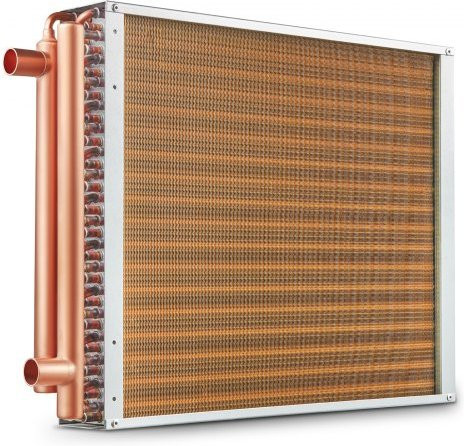 VEVOR Wasser-Luft Wärmetauscher mit Kupferanschlüssen und Aluminiumlamellen für Holzöfen, Heizung und Kühlung, B: 45,72 cm, H: 50,8 cm - Bild 1