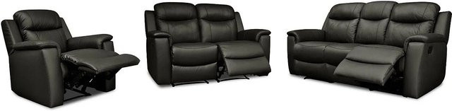 Vente-unique Couchgarnitur Evasion aus Rindsleder in Schwarz mit 3-Sitzer, 2-Sitzer und Sessel, B/T/H: 205 x 165 x 95 cm - Bild 1