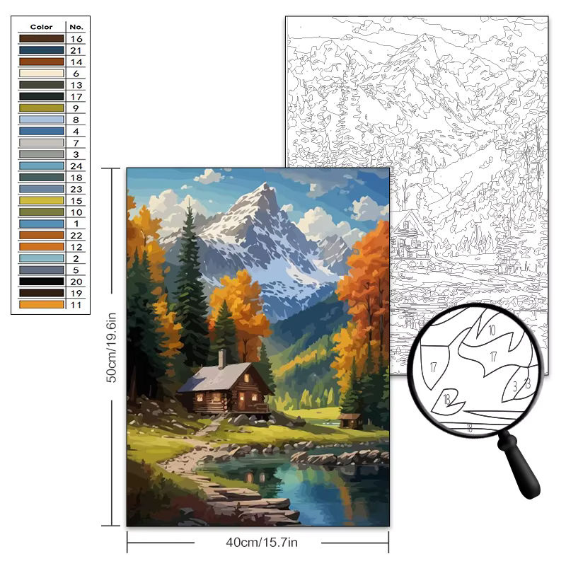 PhotoCustom City Malen nach Zahlen Set Landschaft und Stadt als Ölgemälde auf Leinwand für Erwachsene, mehrfarbig, B: 50 cm, H: 40 cm - Bild 2