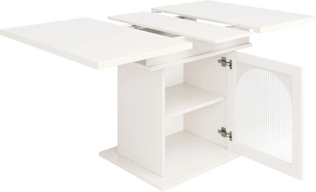 Merax Ausziehbarer Esstisch in Weiß mit modernem Design und Stauraum, B/T/H: 140 x 80 x 76 cm - Bild 1