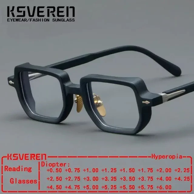 KSVEREN Lesebrille, quadratisch, Vollrand, Acetat, Unisex, schwarz - Bild 1