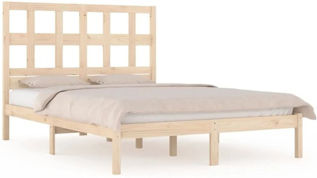 vidaXL Massivholzbett aus Kiefer in Braun mit rustikaler Optik, B/T/H: 120 x 190 cm - Bild 1