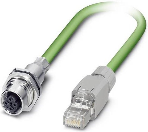 Phoenix Contact Sensor-Aktor-Steckverbinder M12 Stecker gerade, grün, Cat5e Ethernet/LAN, 4 Polzahl, 5,00 m Länge - Bild 1