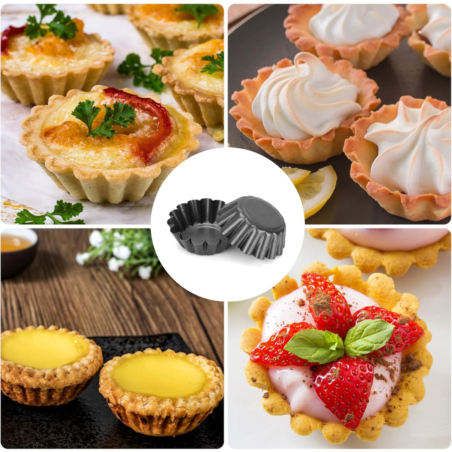 24-teiliges YOCITY Backset aus Kohlenstoffstahl in Schwarz, Antihaft-Muffinform und Eierkuchenform für Muffins, Kekse und Pizza - Bild 4