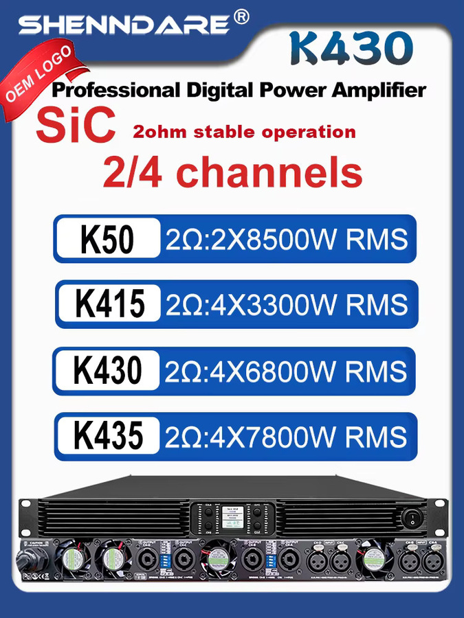 Shenndare 4-Kanal Audio-Leistungsverstärker Klasse D in Schwarz für Subwoofer und Line Array Lautsprecher mit 4x2800W - Bild 7