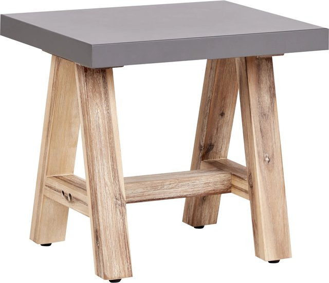 Beliani Gartenstuhl aus Akazienholz in Grau mit Betonoptik, B/T/H: 50 x 40 x 45 cm - Bild 1