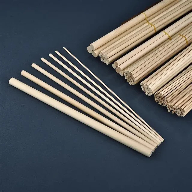 Runde Holzstäbchen in Beige für DIY-Holzhandwerk und Modellbau, Durchmesser: 3-14 mm - Bild 1