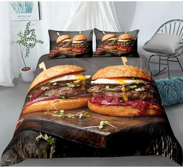 Lodestar 3D Bettwäsche-Set mit Fleisch- und Meeresfrüchte-Print, Mehrfarbig, Material: Mikrofaser, B/H: 228 x 228 cm - Bild 1
