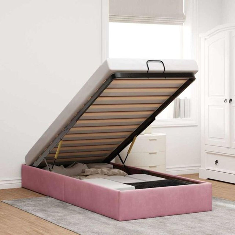 Modernes Polsterbett Ottoman aus Samt in Rosa von vidaxl, B/T/H: 200 x 100 x 23,5 cm, ohne Matratze - Bild 1