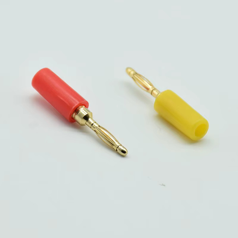 5er Set vergoldete Bananenstecker 2mm für Lautsprecher und Verstärker in Gold und Blau - Bild 1