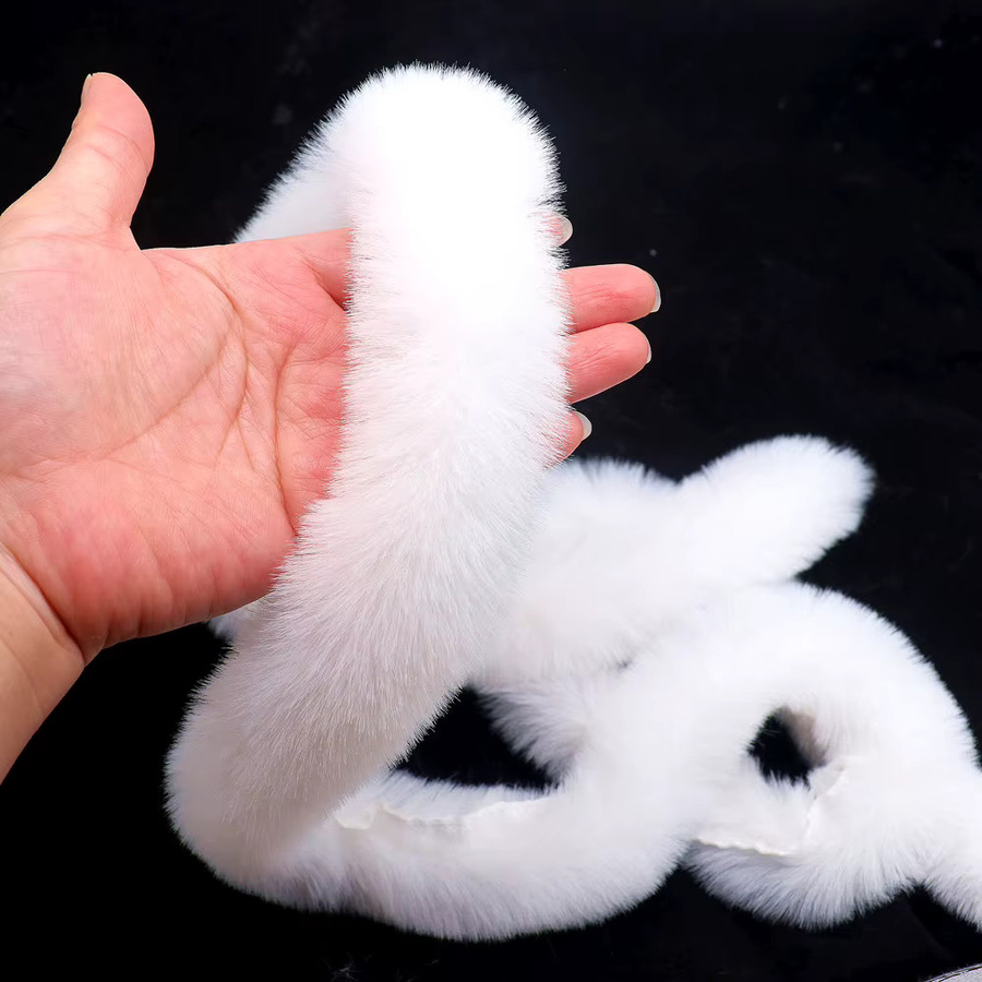 Weißes künstliches Pelzband mit Spitzenfransen für DIY-Dekorationen und Näharbeiten, Breite: 3 cm, Tiefe: 5 cm - Bild 4