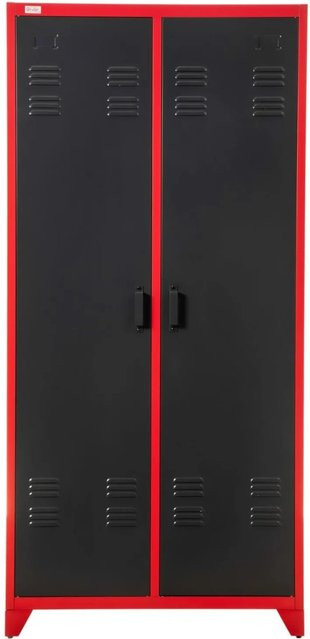 Jet-Line Spind-Stahlschrank Odessa Anthrazit-Rot mit Garderobe und Regalböden, B/T/H: 85 x 50 x 180 cm - Bild 1