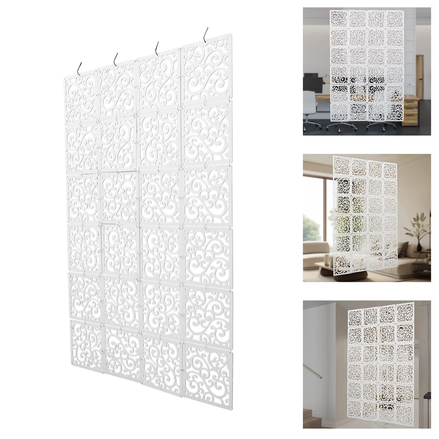 24 weiße hängende Raumteiler mit floralem Weinblumenmuster im Art Nouveau Design für Fenster und Türen - Bild 2