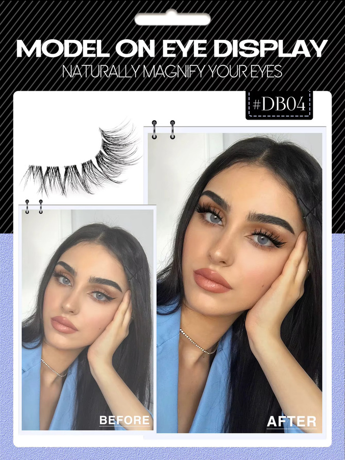 VELTRINAY Künstliche Wimpern, Wispy-Look, transparentes Band, Unisex - Bild 4