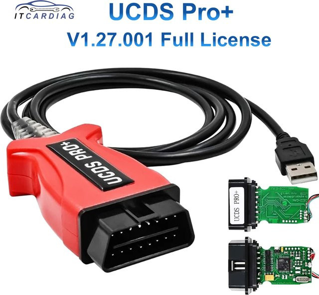 UCDS Pro+ Auto-OBD2-Scannerkabel-Adapter für Ford mit 35 Token Software Version 1.27.001 in Rot - Bild 1