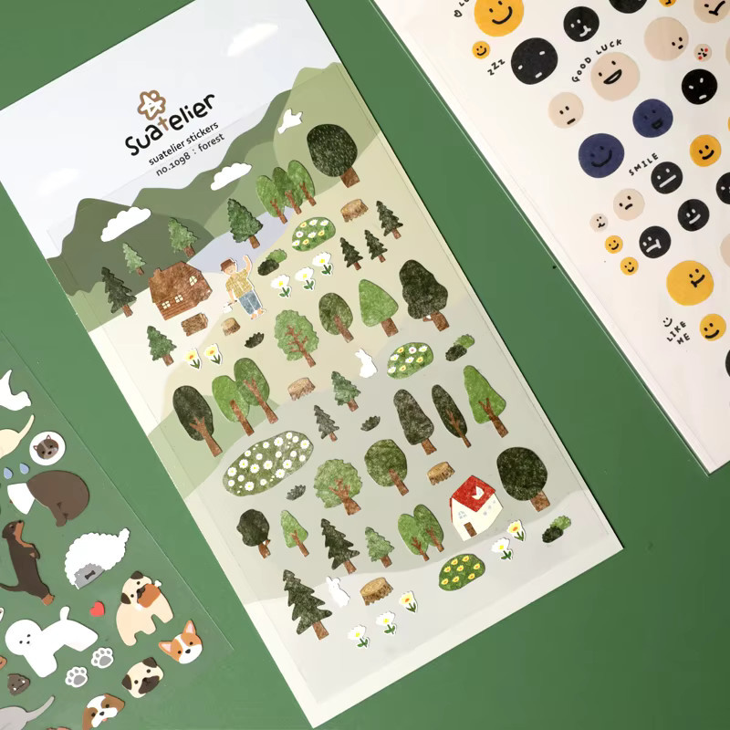 Suatelier Dekorative Aufkleber Grüner Wald für Tagebuch und Scrapbooking in Grün und Multicolour - Bild 5