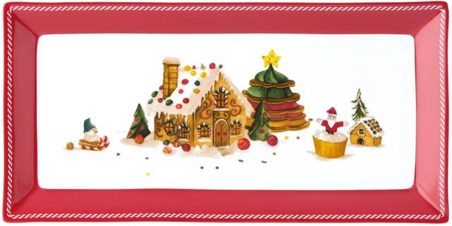 Mömax Servierplatte XMAS-Ginger aus Keramik und Porzellan in Rot/Weiß, B: 36,0 cm, T: 18,0 cm - Bild 1