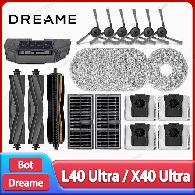 Dreame L40 Ultra und X40 Ultra Ersatzteil-Set in Grau mit Hauptbürste, HEPA-Filter, Mopptüchern und Staubbeuteln - Bild 1