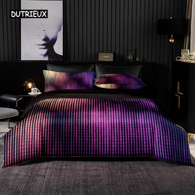 Binchi Outdoor Product Bettwäsche-Set aus Mikrofaser mit moderner Textur und grafischem Design, Farbe: Lila, B/H: 150 x 200 cm - Bild 1