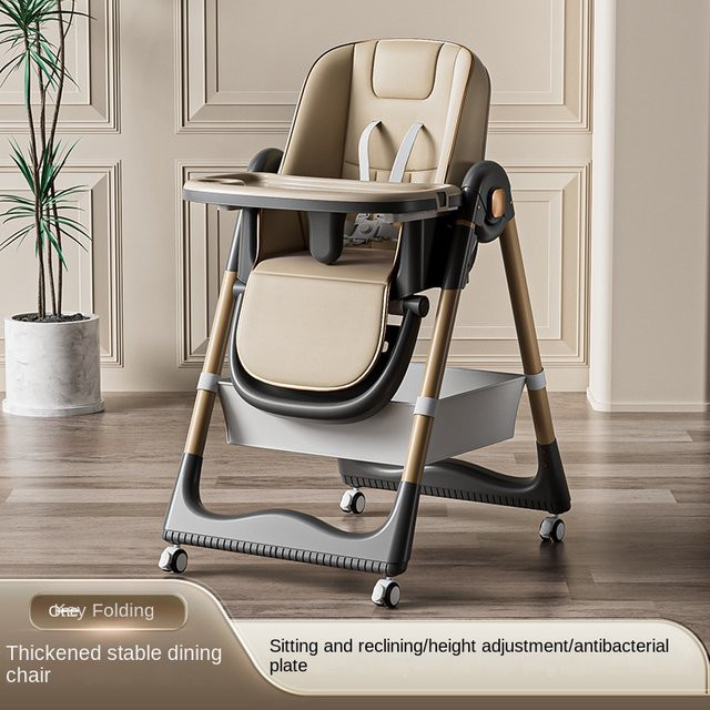 Multifunktionaler und faltbarer Baby-Esszimmerstuhl von Pakey in Braun, verstellbarer Kinderstuhl und Baby-Liegestuhl - Bild 1