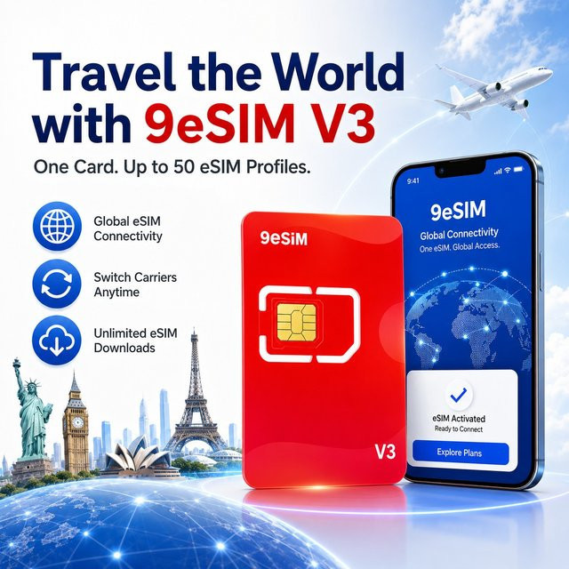 9esim V3 Physische eSIM-Schreibkarte in Rot für entsperrte Mobiltelefone mit unbegrenztem Profil-Download und STK-Menü-Unterstützung - Bild 1