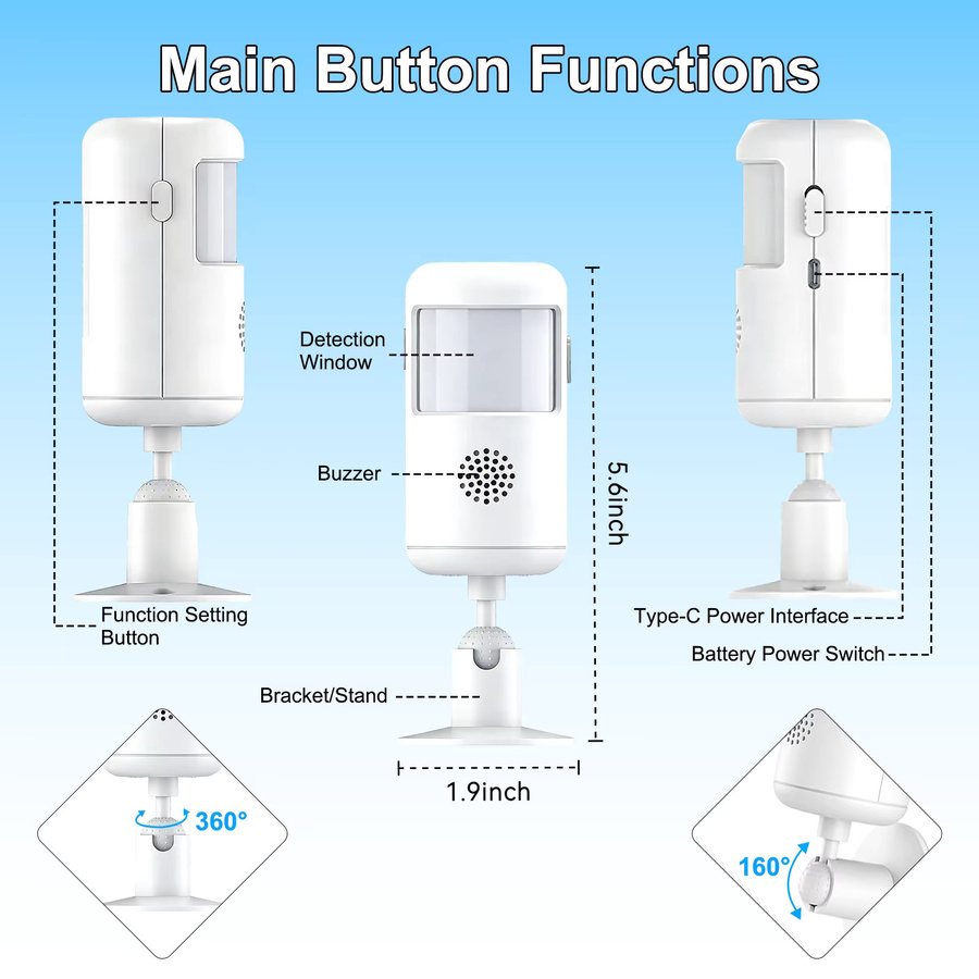 PGST Smart Life WiFi Infrarot-Bewegungsmelder mit Tuya-Kompatibilität für Alexa und Google Assistant, Weiß - Bild 4