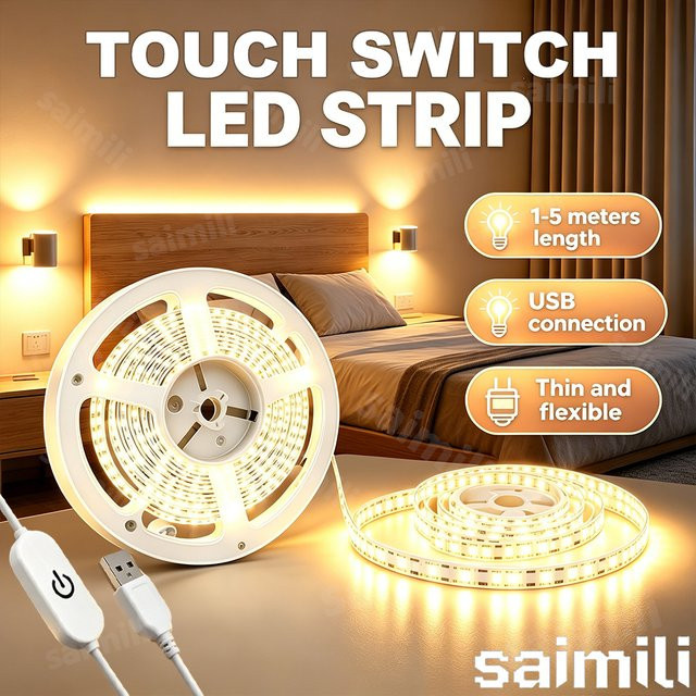 Shine-tale LED-Streifen mit Handbewegungssensor, 5V USB, Cool White, Selbstklebend für Spiegel, Küchenschränke und TV-Hintergrundbeleuchtung - Bild 1