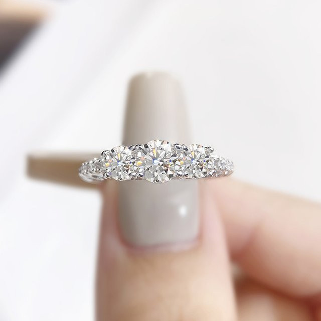 DWJ Ring, 925 Silber, Moissanit-Diamant, Damen - Bild 1