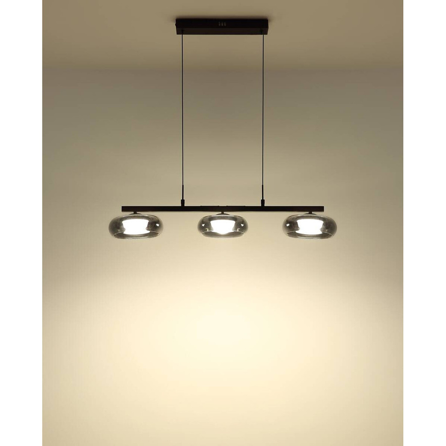 GLOBO Hängeleuchte CARLENE in Schwarz mit Rauchglas und Metall, höhenverstellbar, B/H/T: 26 x 91 x 17 cm - Bild 2