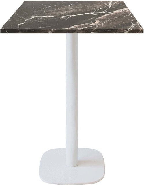 RestooTab Stehtisch Round quadratisch mit Stein-Dekor, Platte schwarz, Gestell weiß, B/T/H: 60 x 60 x 113 cm - Bild 1