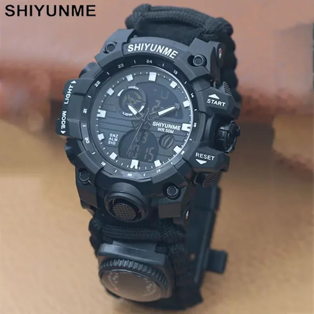 SHIYUNME Chronograph Digitaluhr, Quarz, Schwarz, Textil/NATO, Herren - Bild 1