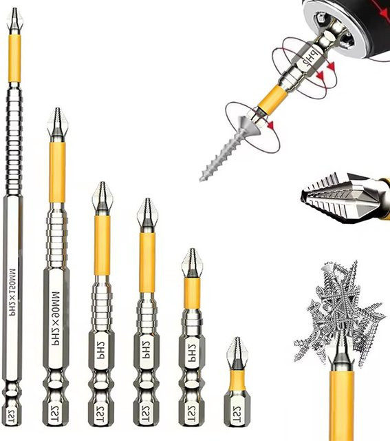 Deli Kreuzschlitz-Bits PH2 rutschfest und magnetisch für elektrische Bohrschrauber, verschiedene Längen: 25 mm, 50 mm, 65 mm, 70 mm, 90 mm, 150 mm - Bild 1