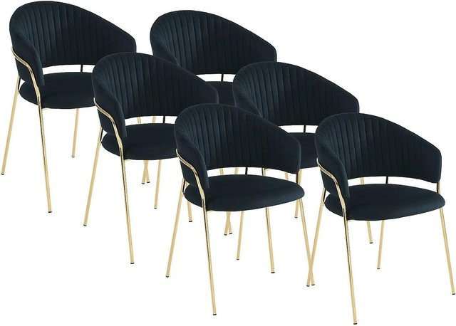 Stuhl Madolia von Pascal MORABITO in Schwarz mit Samt und Gold-Details, Breite: 55 cm - Bild 1