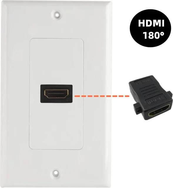 BSN HDMI-Wandplatte mit 1 Port, vergoldet, 4K 60Hz, Weiß - Bild 1