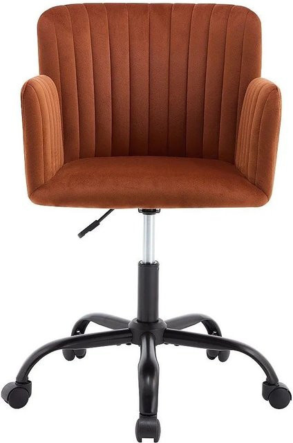 Vente-unique Bürostuhl Toara ohne Armlehnen in Terracotta mit Metallgestell und Rollen - Bild 1